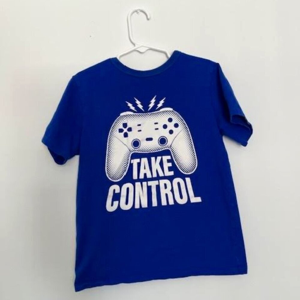 Boy's Children's Place Blue Take Control Gamer Graphic Tee Size 5/6 Blue cotton